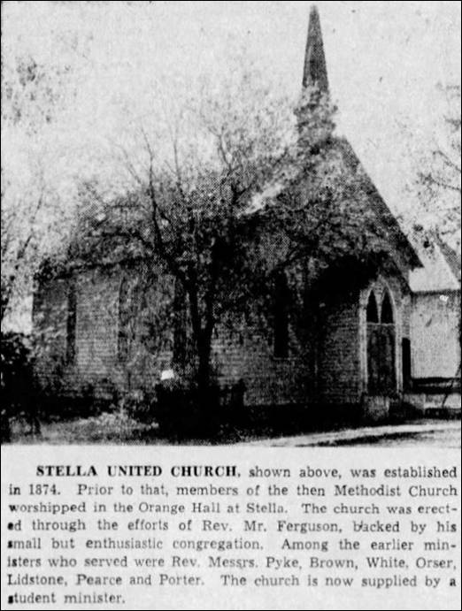1951 July 13 Whig Stella United Church photo