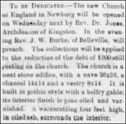 Newburgh Oct 8 1881 DBW Anglican Church dedication
