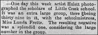 1896 mar NB Hullett photographs Little Creek School ed